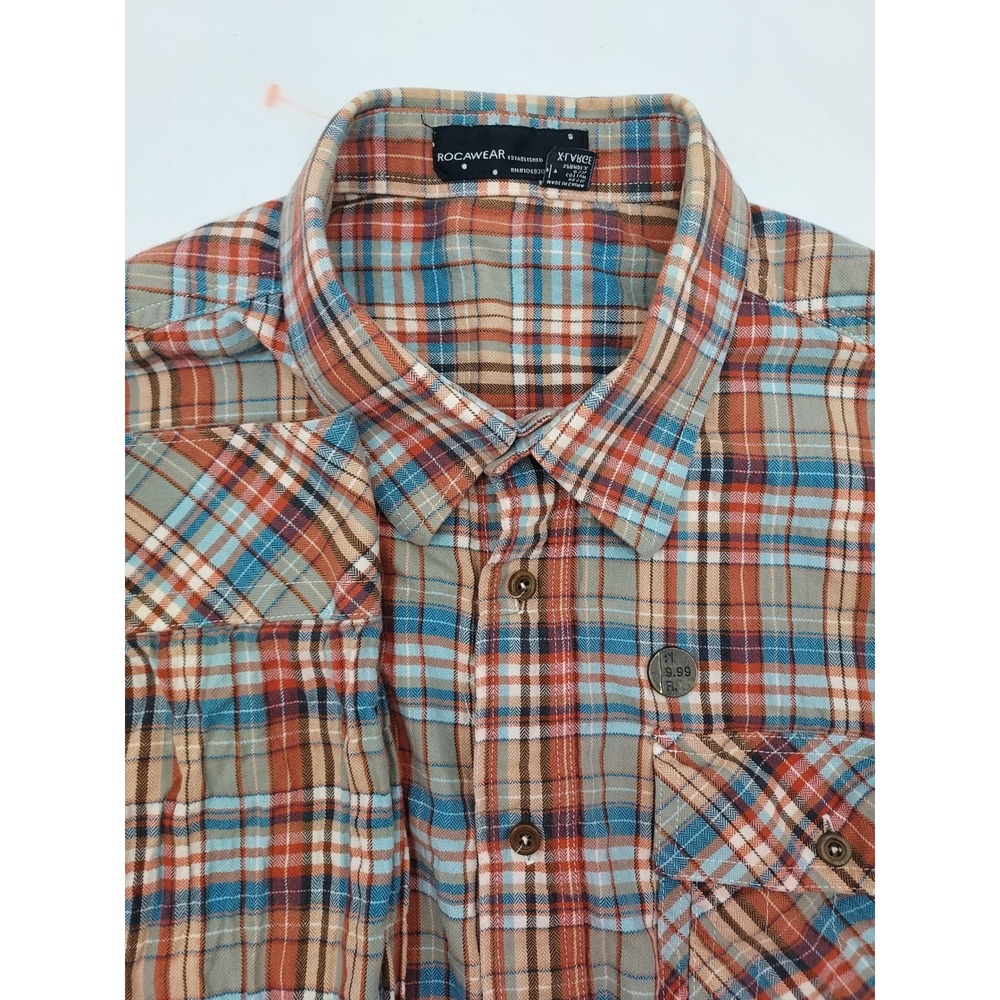 Rocawear XL Plaid Flannel Shirt Menswear Button Up Long Sleeve Casual